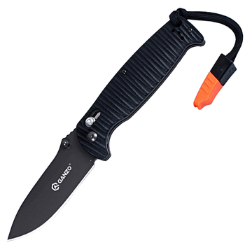 Нож складной Ganzo G7413P-WS (длина: 205мм, лезвие: 89мм, черное), черный