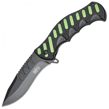 Нож складной Skif Plus Funster (длина: 215мм, лезвие: 97мм, черное), черный-зеленый