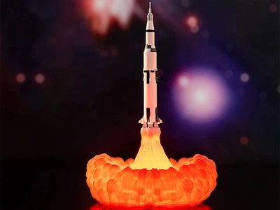 Лампа ночник BauTech Ракета светодиодная 3D 225 мм. Белый (1009-197-03)