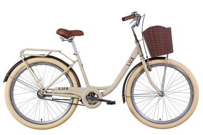 Велосипед ST 26 Dorozhnik LUX Velosteel 17 бежевый с багажником зад St, с крылом St, с корзиной Pl 2021
