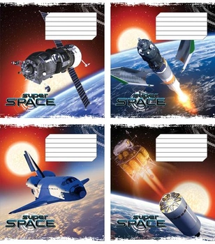 Набір зошитів учнівських Мрії збуваються Космос B5 клітинка 18 аркушів на скобі картонна обкладинка 4 дизайни 20 шт. (ТА5.1811.2995к)