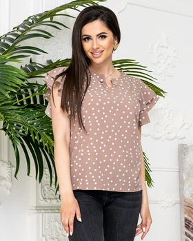 Блузка Khan 50 XL бежева в горох kh166/1