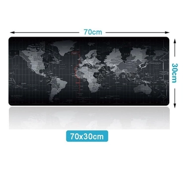 Игровой Коврик под мышку большой 700 х 300 х 3 мм на стол, прошитый с рисунком карта мира (MP-Map-7030-Speed)