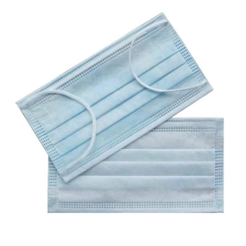 Маска медична Славна нестерильна тришарова на гумках з носовим затиском в індивідуальній упаковці 50 штук Блакитний