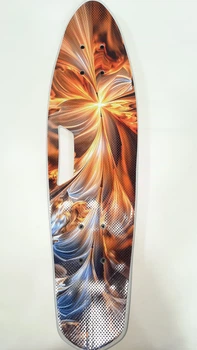 Скейт пенні борд Best Board C 40311 білий з абстракцією вогонь колеса світяться ручка