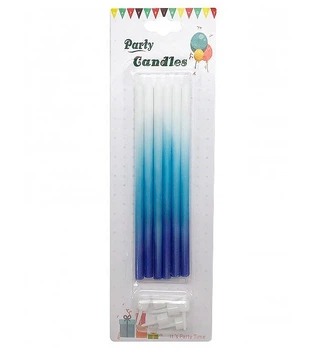 Свечи в торт "Ombre blue", набор 6 шт, высота 15,5 см