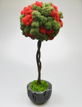 Декоративное дерево со мхом, топиарий Artis Green красный и зелёный T18