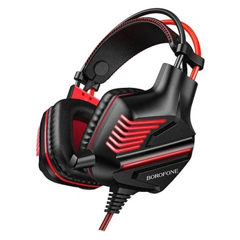 Ігрові навушники BOROFONE Gaming Racing headphones Hi-Res BO101 з мікрофоном та LED підсвічуванням провідні Black-Red (BO101R)