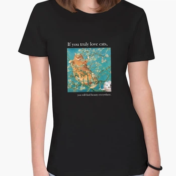 Футболка женская Винсент Ван Гог Кот (Vincent van Gogh Cat) (8976-2963-3) L Черная