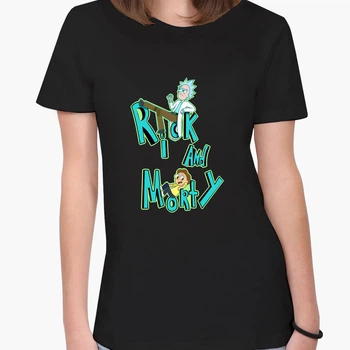 Футболка женская Рик и Морти Рик Санчез и Морти Смит (Rick and Morty Rick Sanchez and Morty Smith) (8976-2939-3) L Черная
