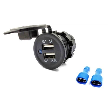 Авто розетка врезная USB зарядка1+2.1А в прикуриватель
