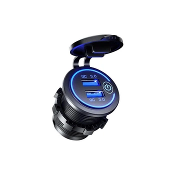 Адаптер врезной USB зарядка в авто QC 3.0 с кнопкой выключения в прикуриватель