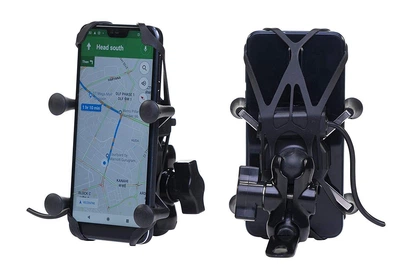 Держатель для мотоцикла Motorace крепление телефона на руль зеркало мопеда c USB зарядкой на 2А