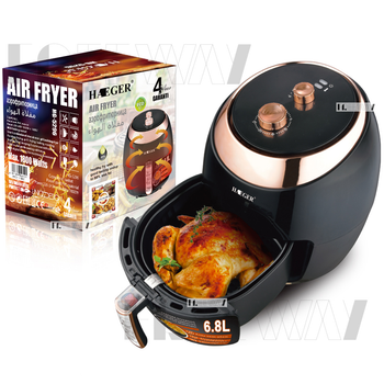 Аерогриль Мультипіч Аерофрітюрниця електрична для дому 6.8л Haeger 1800W Black (HG-5296)