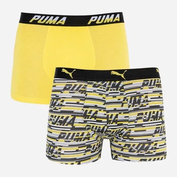Набір трусів-боксерів чоловічих бавовняних Puma Logo Aop Boxer 2P 501003001020 2 шт XL Сірі з жовтим (8718824805351)
