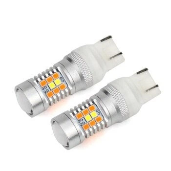 Світлодіодні лампи Led Autoexpect цоколь 7443 Т20 28SMD 2835 поворот габарит поворот двоколірні Білий Жовтий 12V (74742)