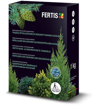 Удобрение для хвойных и декоративных растений NPK 12-8-16 + ME 1 кг FERTIS