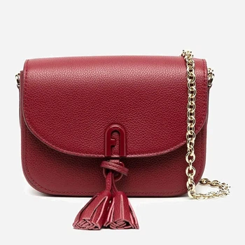 Сумка кросс-боди женская кожаная Furla 1927 Tassel Mini Crossbody WB00119 Вишневая (8050560824398)