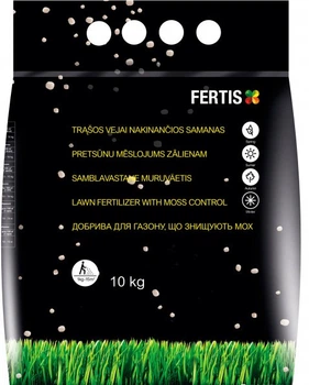 Добриво для газону та знищення моху NPK 15-0-0+Fe 10 кг FERTIS