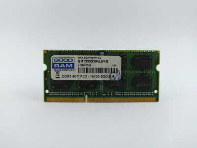 Оперативная память для ноутбука SODIMM GOODRAM DDR3 4Gb 1333MHz PC3-10600S (GR1333S364L9/4G) 5000 Б/У