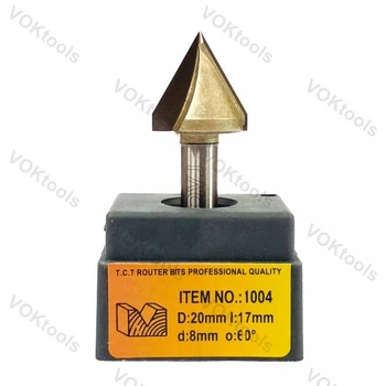 Фреза ГЛОБУС 1004 d8 D20 h17 O60 пазовая V-образная
