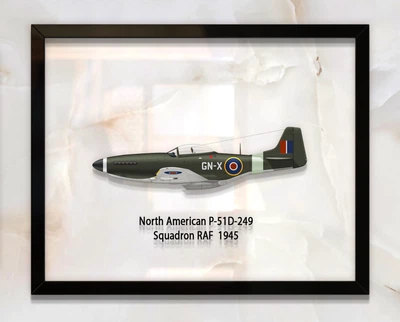 Принт на стекле Artel «Истребитель North American P-51D Mustang 249 Эскадрилья 1945 год» 61 x 46см