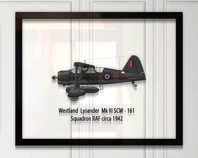 Принт на стекле Artel «Самолет Westland Lysander Mk. II 161 Эскадрилья 1942 год» 36 x 28см