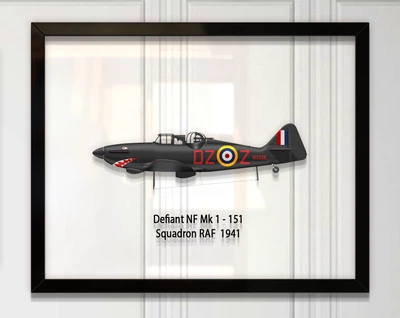 Принт на стекле Artel «Самолет Boulton Paul Defiant Mk 1 151 Эскадрилья 1941 год» 25 x 20см