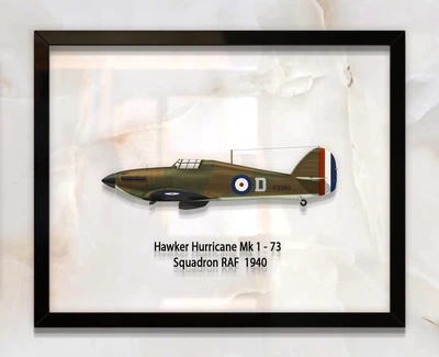Принт на стекле Artel «Истребитель Hawker Hurricane Mk 1 73 Эскадрилья 1940 год» 61 x 46см