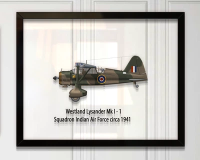 Принт на стекле Artel «Самолет Westland Lysander Mk. I 1 Индийская Эскадрилья 1941 год» 25 x 20см
