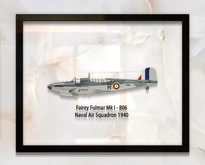 Принт на стекле Artel «Истребитель Fairey Fulmar Mk I 806 Эскадрилья 1940 год» 36 x 28см