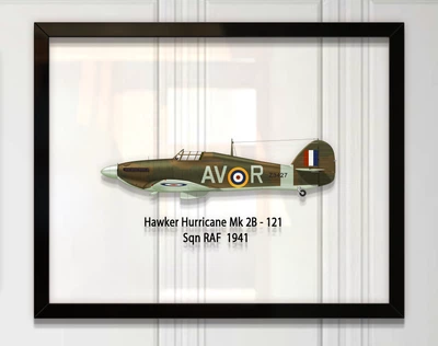 Принт на стекле Artel «Истребитель Hawker Hurricane Mk 2B 121 Эскадрилья 1941 год» 61 x 46см