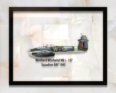 Принт на стекле Artel «Самолет Westland Whirlwind Mk. I 137 Эскадрилья 1943 год» 61 x 46см