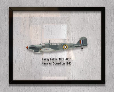Принт на стекле Artel «Истребитель Fairey Fulmar Mk I 807 Эскадрилья 1940 год» 50 x 40см