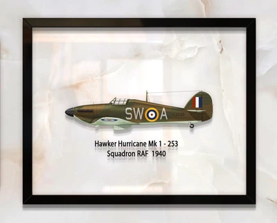 Принт на стекле Artel «Истребитель Hawker Hurricane Mk 1 253 Эскадрилья 1940 год» 46 x 36см