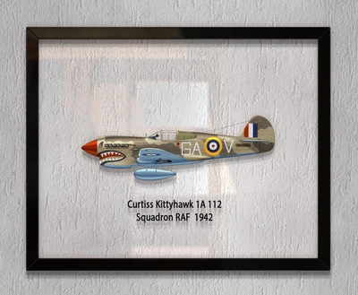 Принт на стекле Artel «Самолет Curtiss P-40 Kittyhawk 112 Эскадрилья 1942 год» 18 x 13см