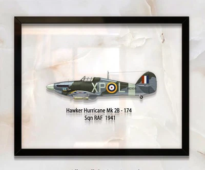 Принт на стекле Artel «Истребитель Hawker Hurricane Mk 2B 174 Эскадрилья 1941 год» 25 x 20см