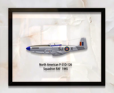 Принт на стекле Artel «Истребитель North American P-51D Mustang 126 Эскадрилья 1945 год» 36 x 28см