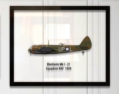 Принт на стекле Artel «Легкий бомбардировщик Bristol Blenheim Mk 1 21 Эскадрилья 1939 год» 61 x 46см