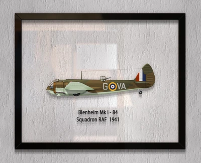 Принт на стекле Artel «Самолет Bristol Blenheim Mk 1 84 Эскадрилья 1941 год» 36 x 28см