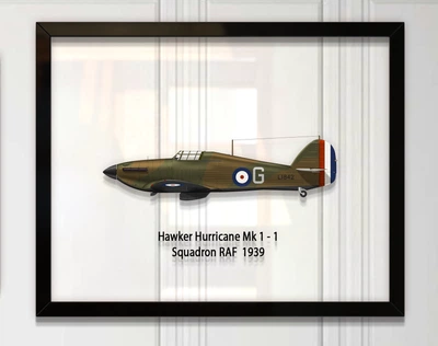 Принт на стекле Artel «Истребитель Hawker Hurricane Mk 1 1 Эскадрилья 1939 год» 36 x 28см