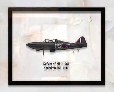 Принт на стекле Artel «Самолет Boulton Paul Defiant Mk 1 264 Эскадрилья 1941 год» 25 x 20см