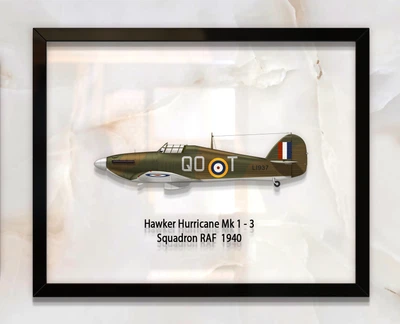 Принт на склі Artel «Винищувач Hawker Hurricane Mk 3 1 Ескадрилья 1940 рік» 46 x 36см