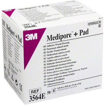 Адгезивна пов'язка для закриття ран 3M Medipore + Pad 6 х 10 см (3564Е) №50
