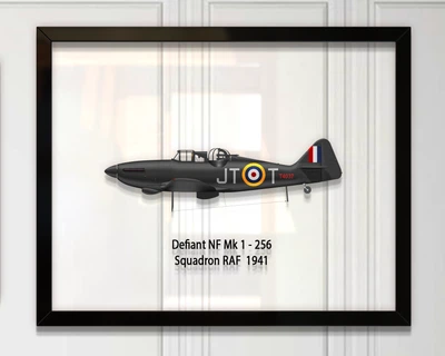 Принт на стекле Artel «Истребитель Boulton Paul Defiant Mk 1 256 Эскадрилья 1941 год» 61 x 46см