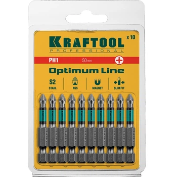 Бита PH1-50 мм Kraftool с насечеками NSS стержень SLIM FIT 10 шт