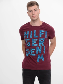 Футболка хлопковая длинная мужская Tommy Hilfiger 9175.3 L Бордовая