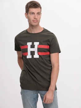 Футболка хлопковая длинная мужская Tommy Hilfiger 9631.4 S Хаки