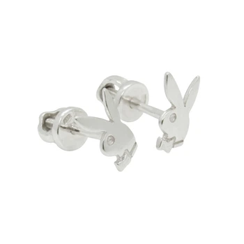 Серебряные серьги пусеты "Playboy"