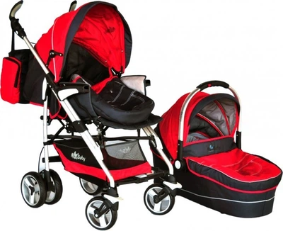 Універсальна коляска 2 в 1 NeoBaby NB702 Червоно-чорна